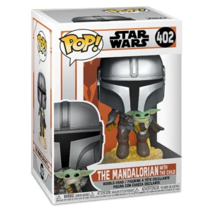 Funko pop Mandaloriano volando con baby Yoda - Star Wars